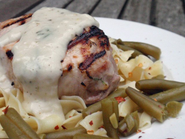 Grilled Pork Chops with Lemon-Thyme Sauce