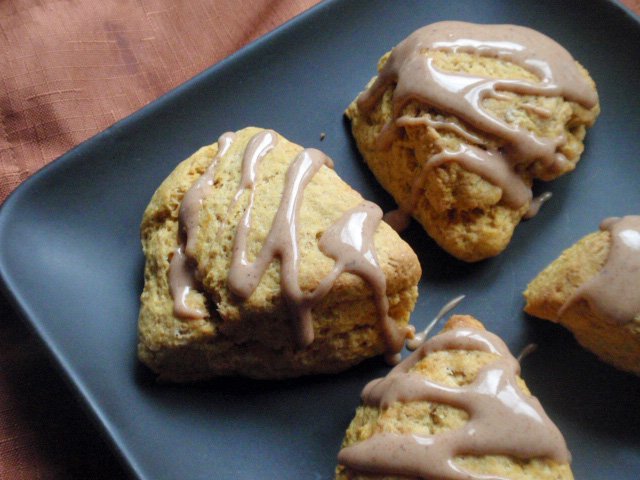 Pumpkin Scones with Spicy Glaze