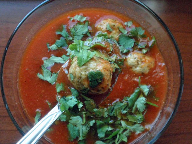 Indian Spiced Meatball Tomato Soup