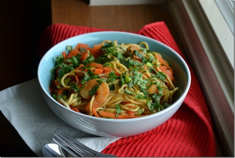 Spicy Asian Shrimp Noodle Soup | My Bizzy Kitchen