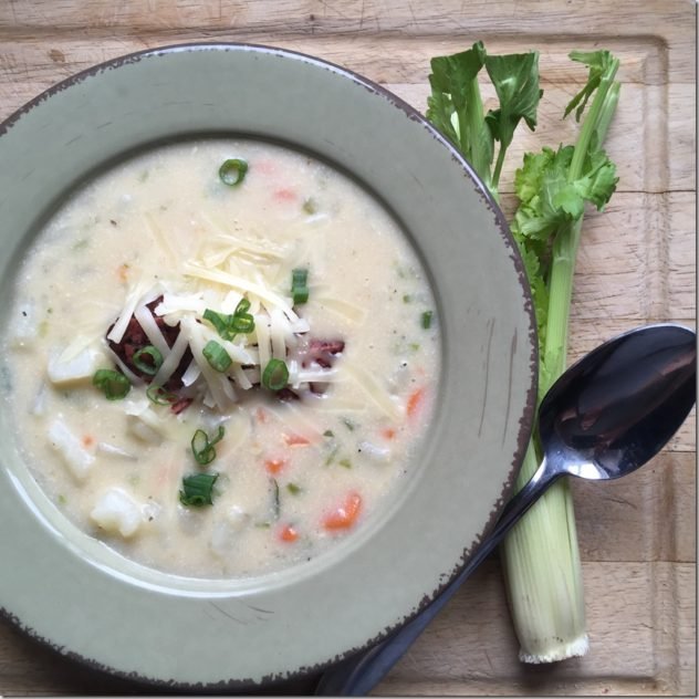 Skinny Potato Soup is my go to comfort food - so creamy, yet healthy!