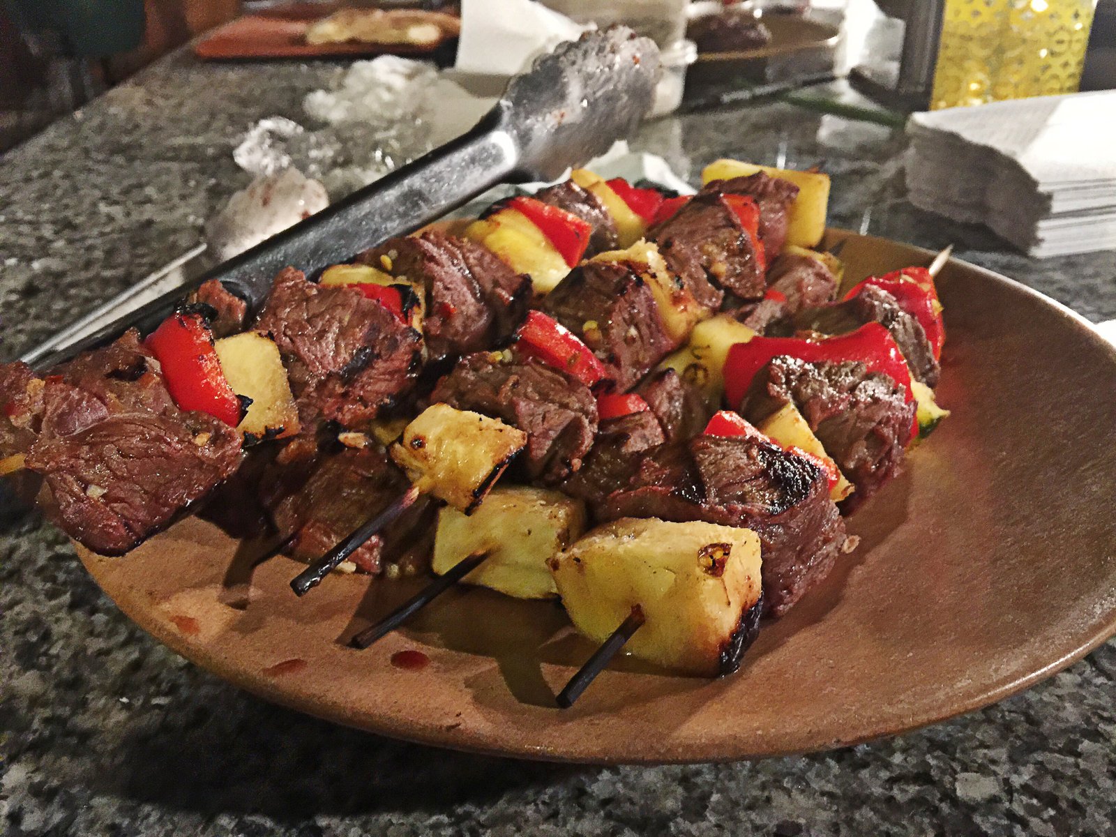 Ginger and Cumin Spiced Beef and Pineapple Kebobs
