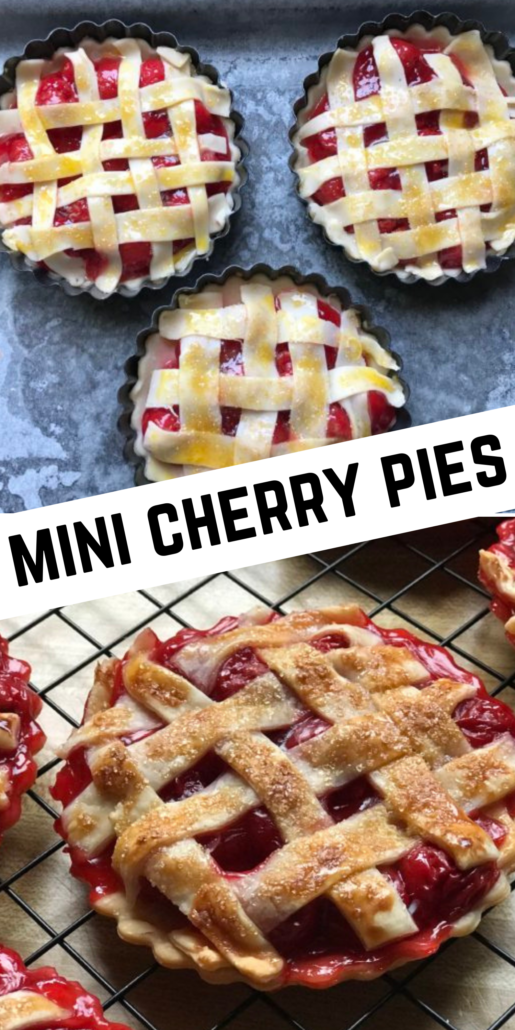 This 4 ingredient dessert is the perfect mini pie recipe. They come in at 6 Weight Watchers points per pie. This cherry pie with canned filling makes it a super simple dessert and only takes 25 minutes to bake. They also make the perfect holiday dessert! #ww #weightwatchers #cherrypie