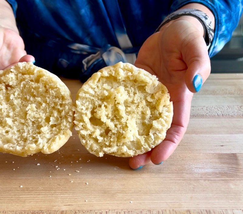 this is an english muffin sliced