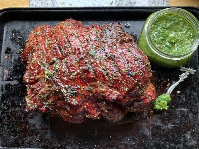 Grilled Sirloin Tip with Poblano Chimichurri