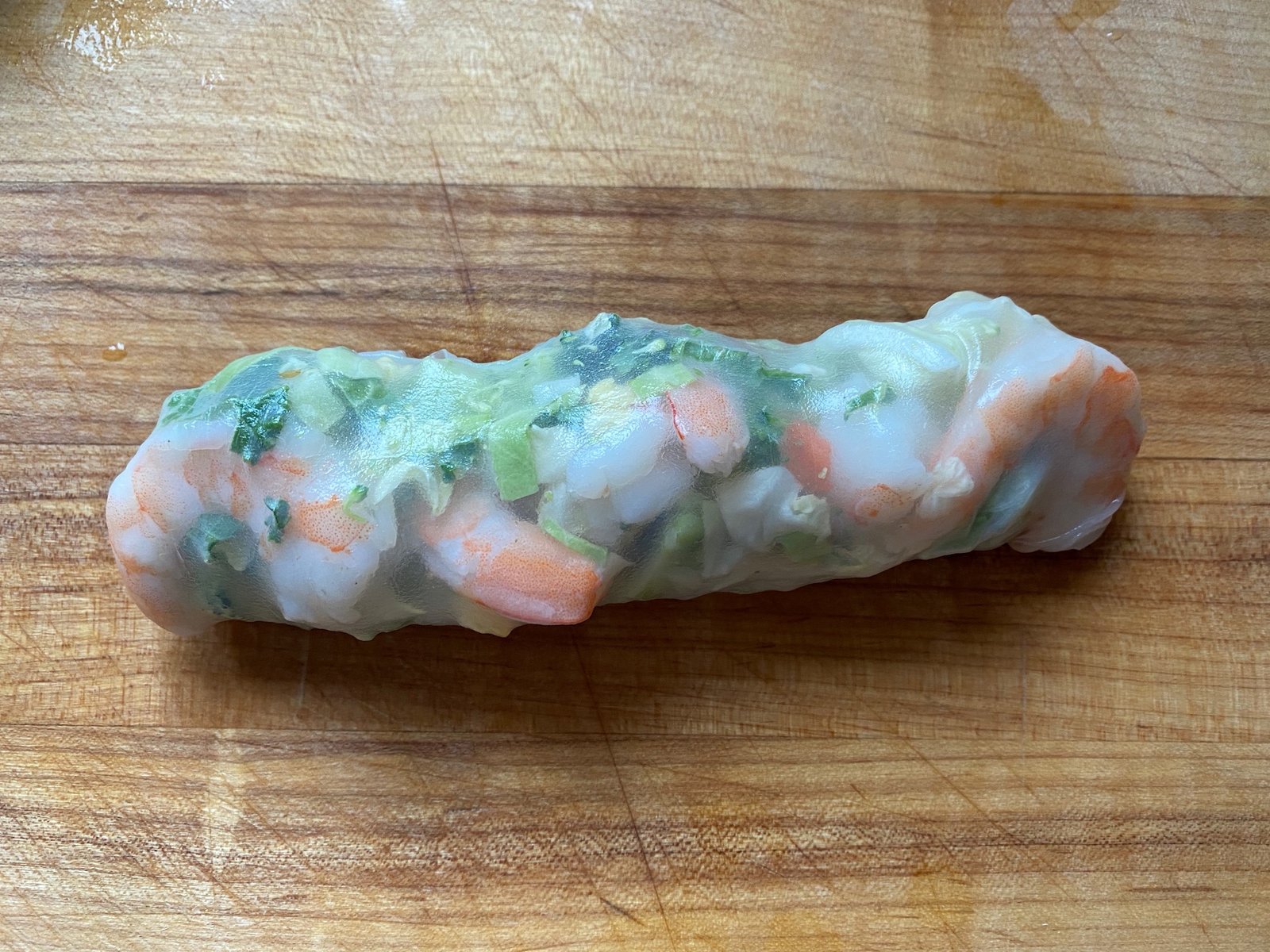 this is a shrimp roll wrapper all wrapped up and ready to eat!