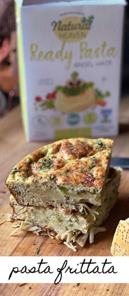 A crispy frittata made with Natural Heaven Ready Pasta filled with eggs, cheese, cottage cheese, and spices that come together for the perfect bake. #frittata #pastafrittata