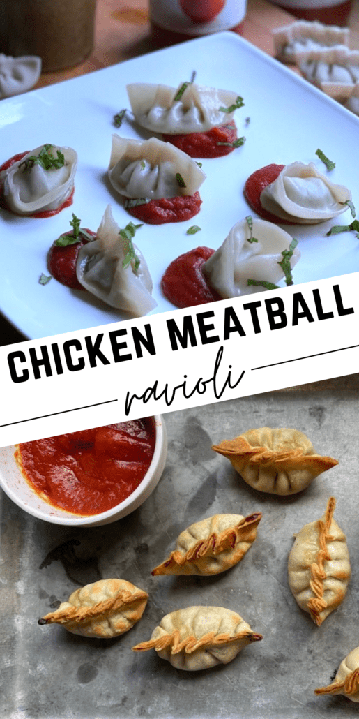 I am not sure whether to call these chicken meatball ravioli, or chicken meatball wontons, all I know is either way they were delicious! These would be great for a meal plan because you could freeze individually and then boil like frozen ravioli or air fry to make them crispy! This made two servings of 9 wontons each. On #teampurple and #teamblue 9 wontons were 6 points or 333 calories. For green, you need to add the chicken. #chicken #wonton #ravioli
