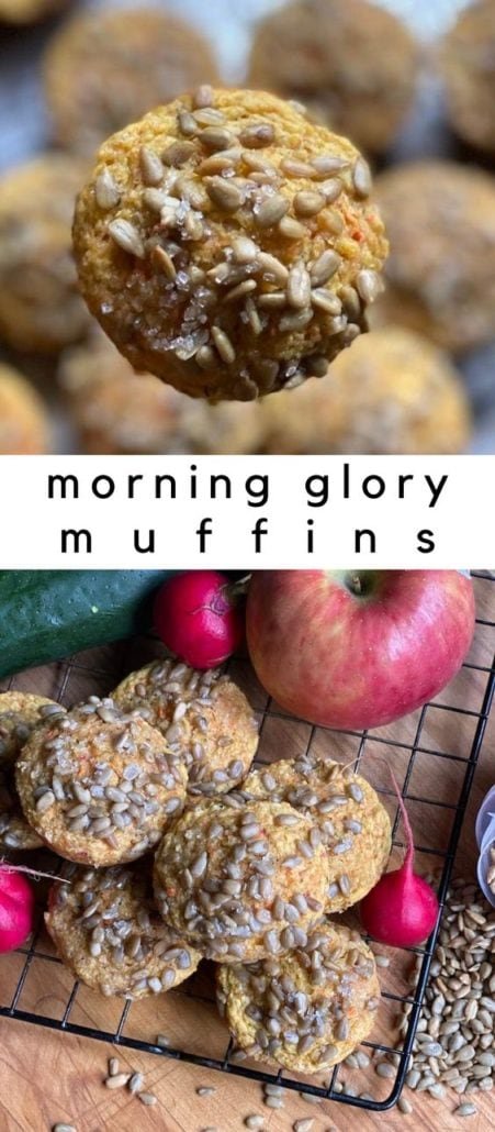 18 minutes · Vegetarian · Serves 22 · These two point muffins are an easy way to sneak in extra servings of fruit and vegatables without even knowing. They are not overly sweet but the sunflower seeds on top make for a perfect sweet and salty combo. #healthymuffins #weightwatchersmuffins #freezerfriendly #makeahead