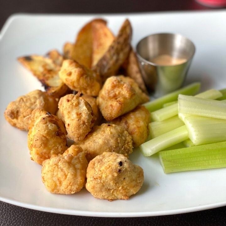 this is a plate of chicken nuggets