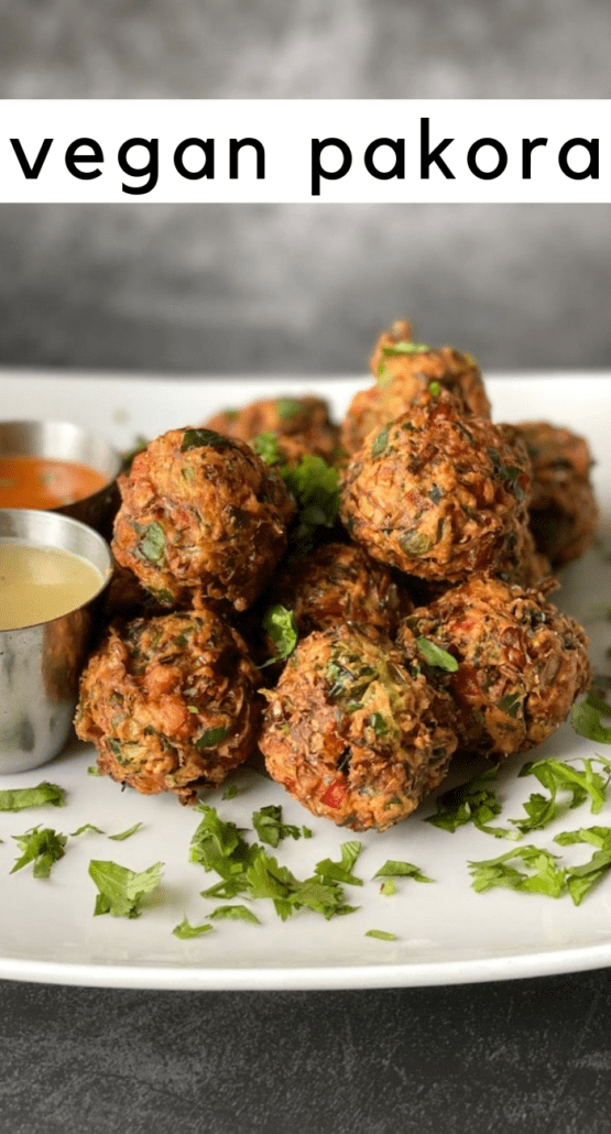 These vegan pakora are what I like to call Indian hush puppies. Packed with veggies and spices, they are delicious! This is perfect as a side dish to an Indian dinner, or just eat as a meal like I did. On all WW plans, each ball is 1 point, or four balls for 3 points. If you count macros the nutrition label is in the printable recipe. #indianfood #vegan #pakora