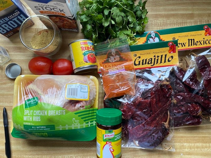 this is a photo of the ingredients needed to make chicken birria tacos