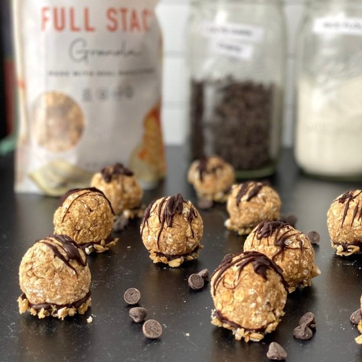 this is a photo of protein balls made from oats, peanut butter and granola