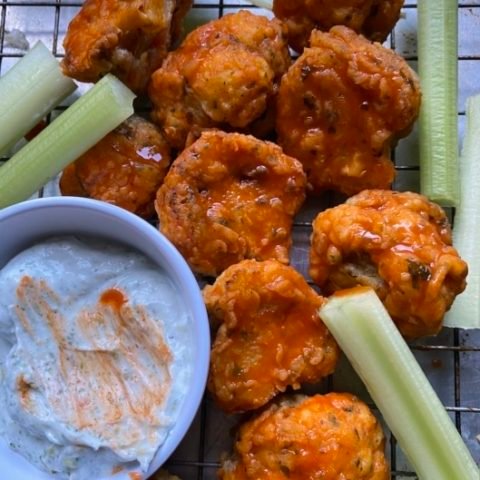 this is a photo of buffalo cauliflower bites