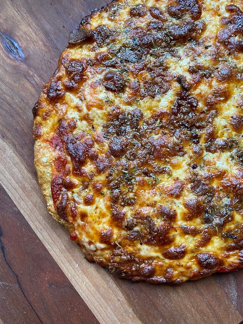 this is a photo of pretzel pizza