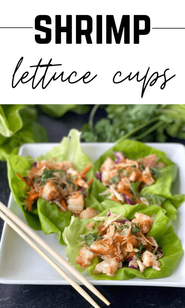 These shrimp lettuce cups with peanut sauce are a great recipe to have on hand when you are low in points for the day. This whole plate is only 1 WW point on #teampurple and #teamblue and 2 points on #teamgreen. And it's also under 300 calories and 26 grams of protein! #ww #weightwatchers #shrimp #lettucewrap