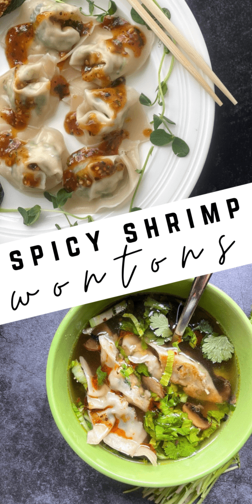 This recipe was adapted from Marion's Kitchen. I reduced the amount of shrimp and added pea shoots to the filling. I also added broth to the sauce to reduce the points in the spicy sauce. On #teampurple and #teamblue 6 wontons are 3 points, on #teamgreen its 4 points. The sauce is 2 points on all WW plans. 6 wontons are 200 calories. #ww #wonton #weightwatchers