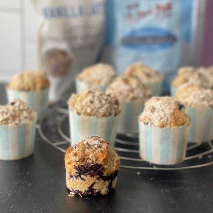 this is a photo of blueberry coffee cake muffins