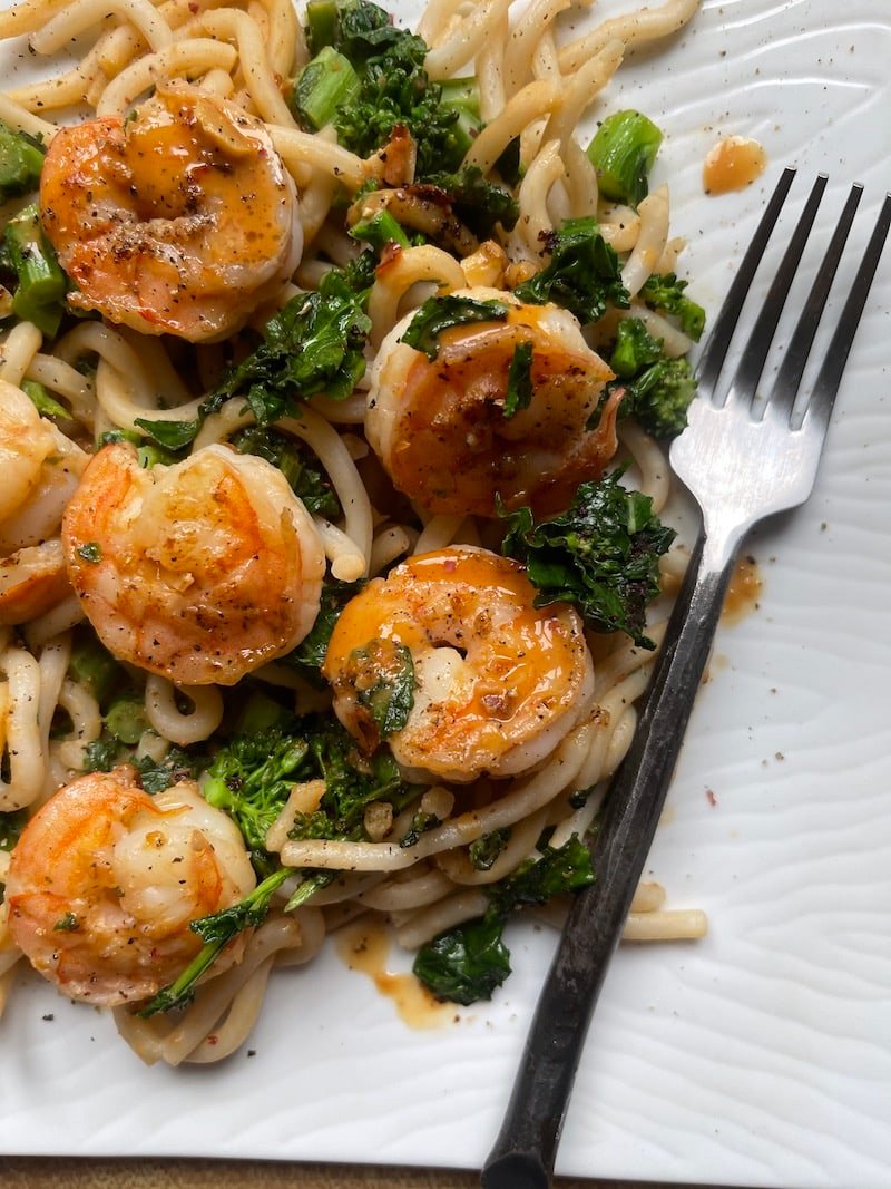 Broccoli Rabe and Shrimp Lo Mein