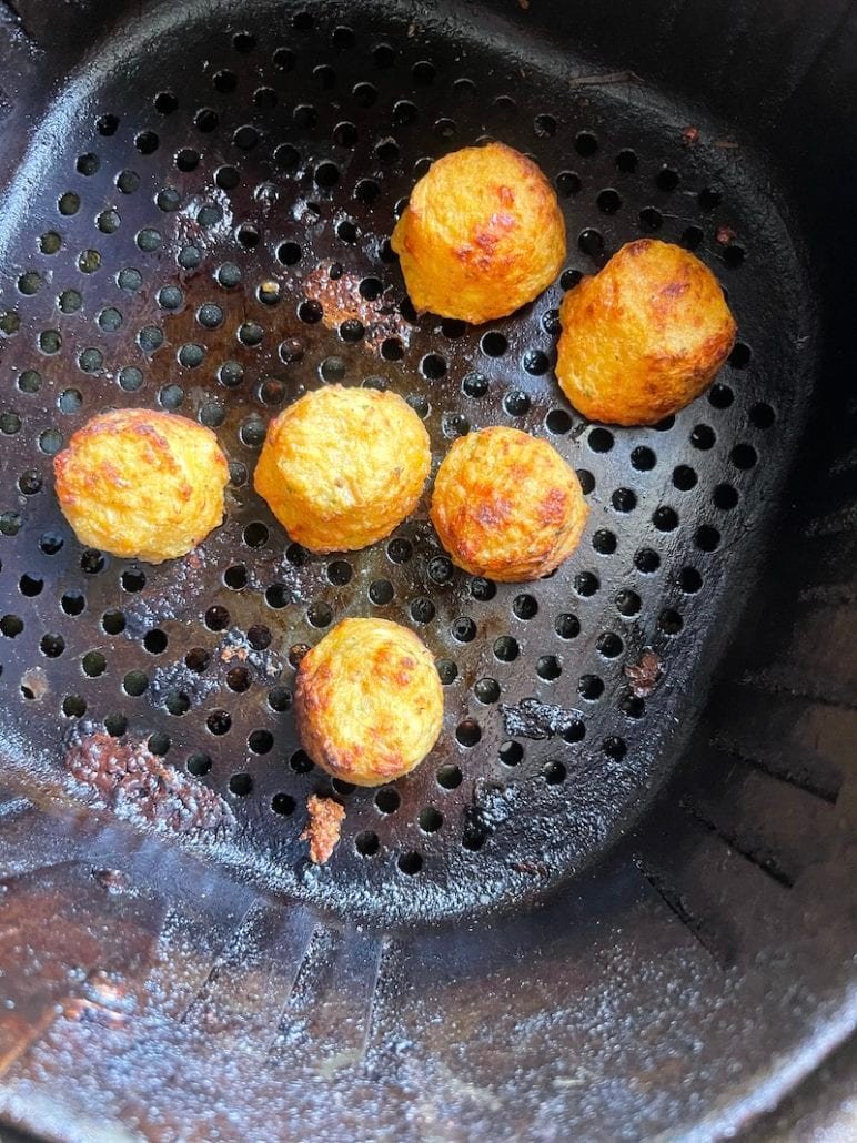 this is a photo of homemade tater tots being air fried