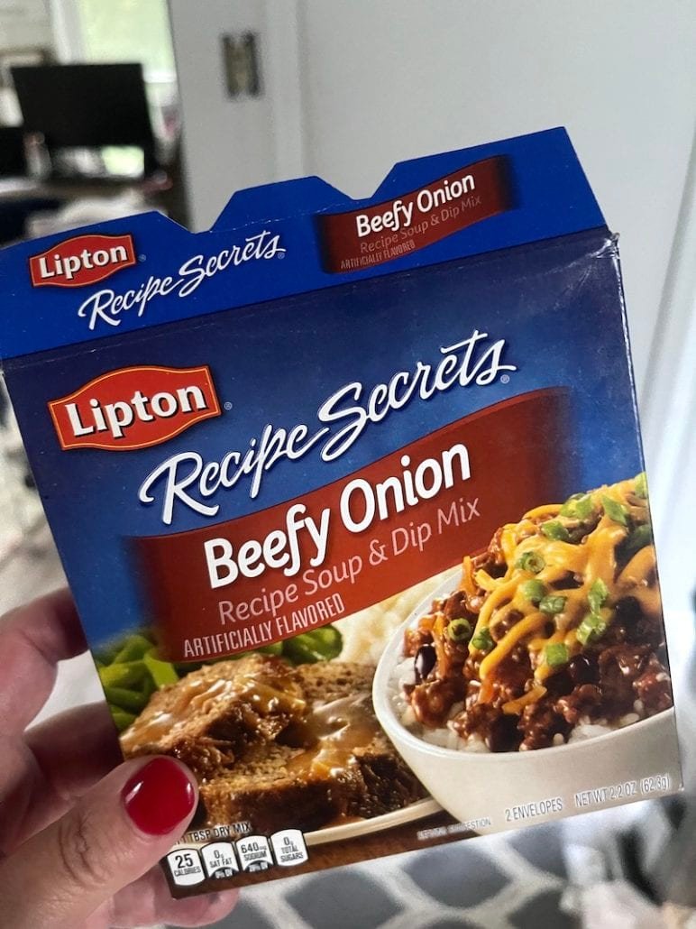 this is a photo of beefy onion soup mix