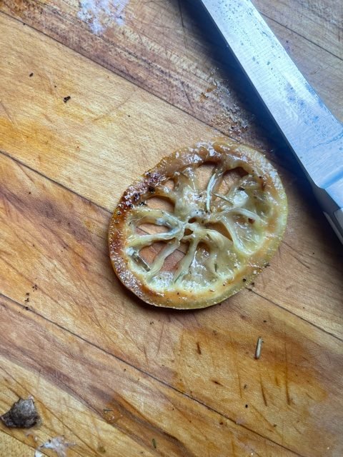 this is a photo of a pan fried lemon