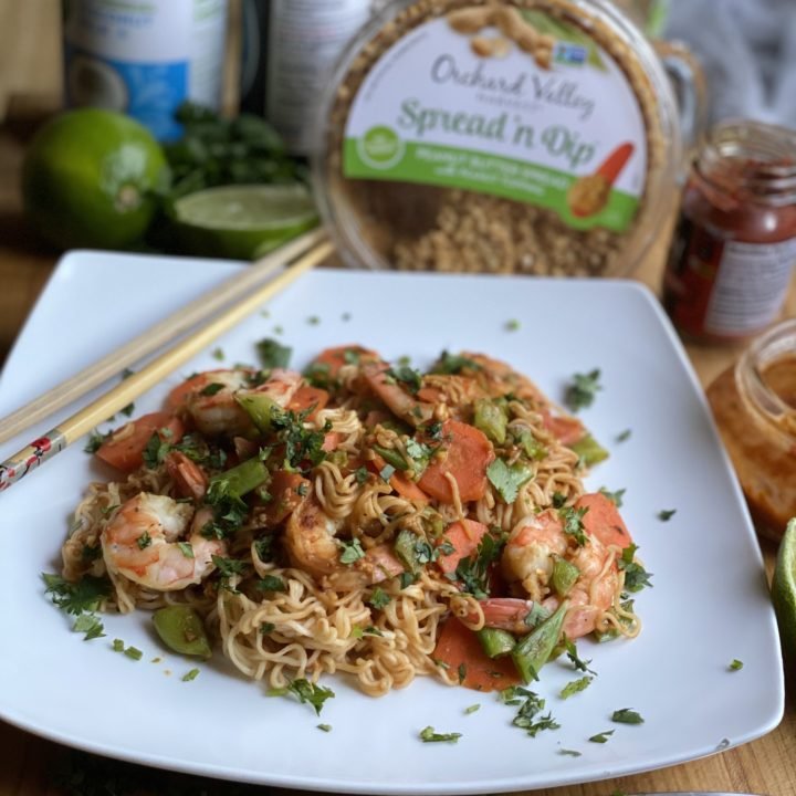 this is a photo of spicy noodles with shrimp