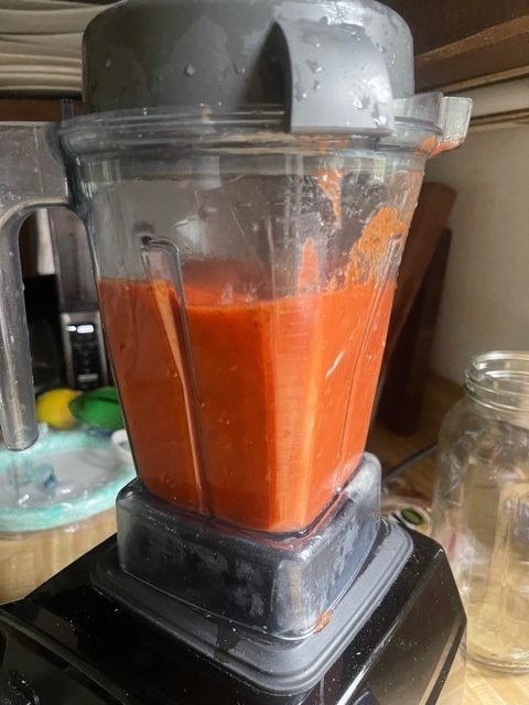 this is a photo of a Vitamix blending simple marinara sauce