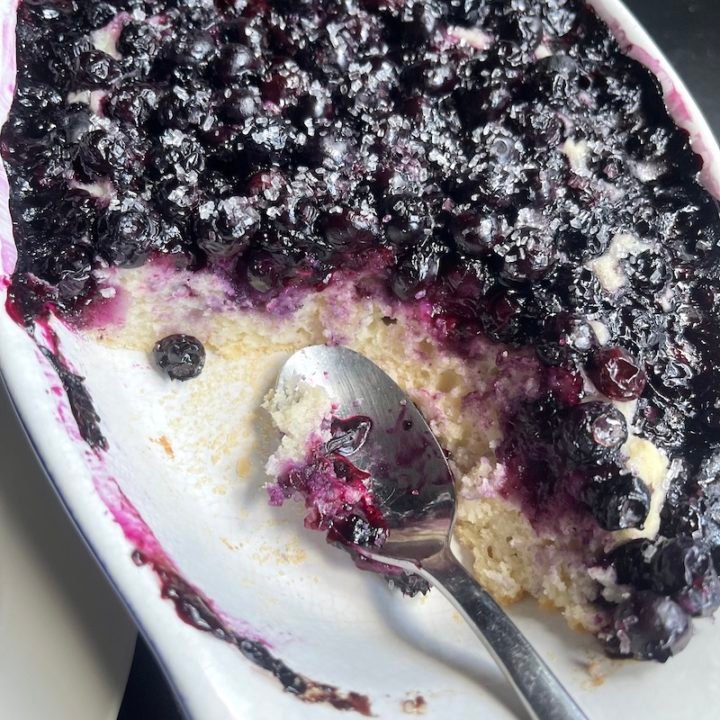 this is a photo of blueberry cobbler