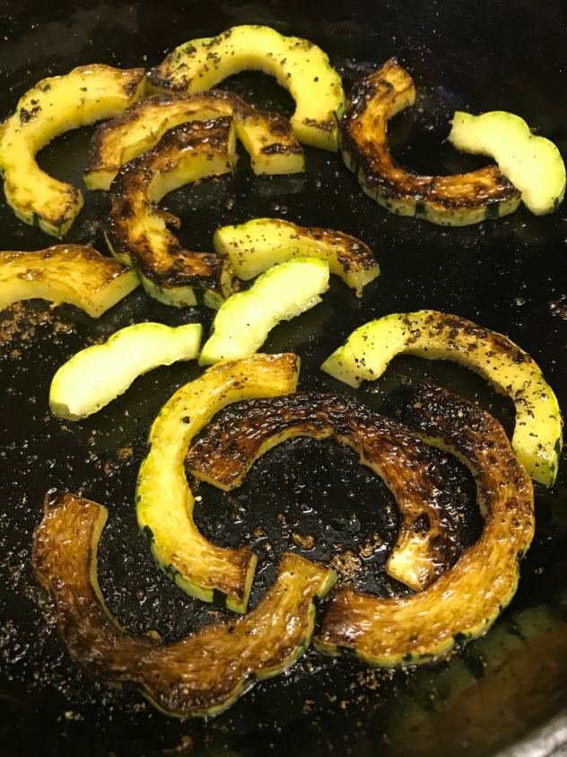 this is pan seared sliced delicata squash