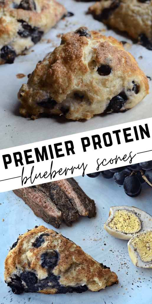 These blueberry scones have the perfect combination of blueberry and lemon. The lemon zest just wakes up these scones! They will save you on points rather than buying a Starbucks scone, and plus they have the extra protein added. No need to feel guilty over this breakfast treat! This recipe makes 8 scones at 4 points each. #scones #breakfast #ww #weightwatchers