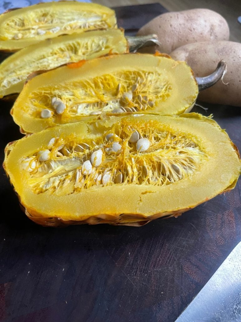 this is a sliced delicata squash