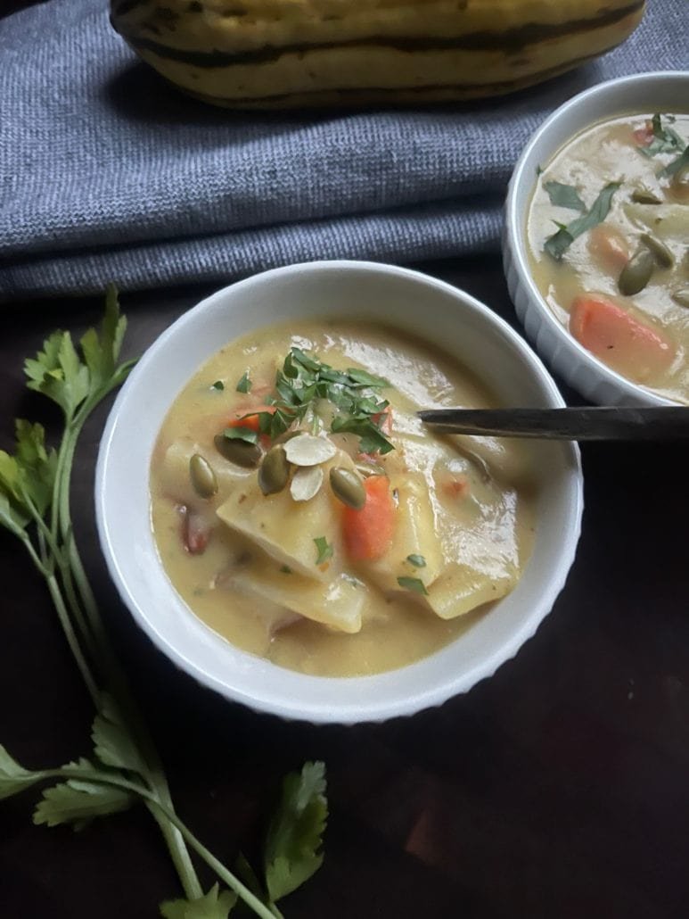 this is a bowl of delicata squash soup