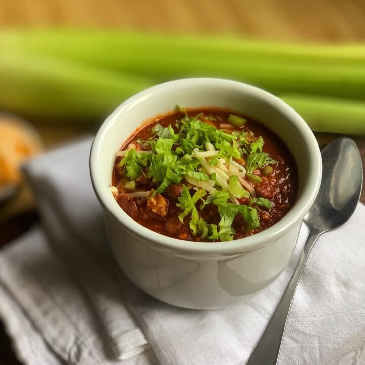 this is a bowl of the best buffalo chicken chili