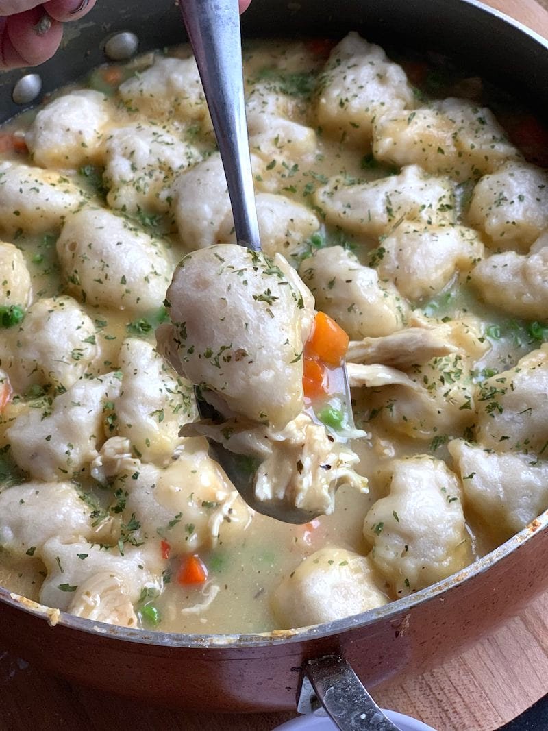 this is a photo of chicken and dumplings
