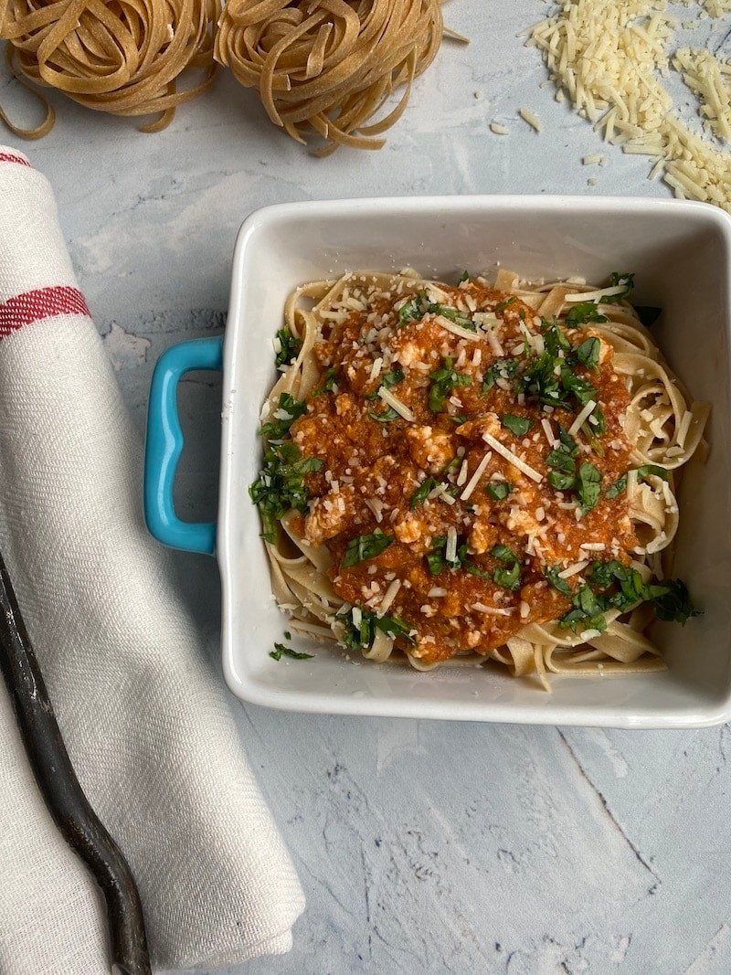 this is a photo of easy chicken bolognese