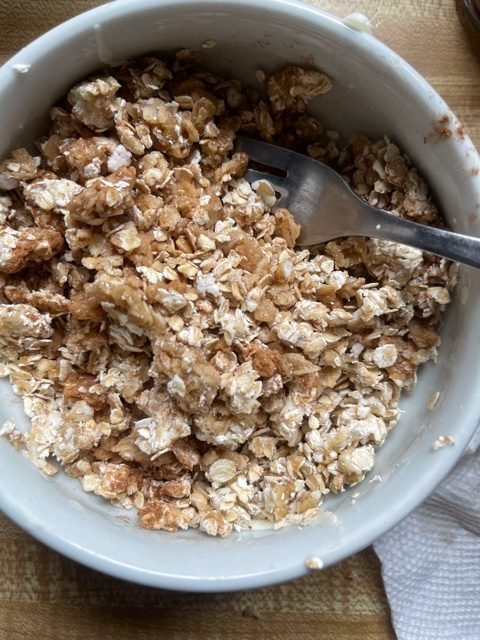 this is a photo of an oat and granola topping for muffins