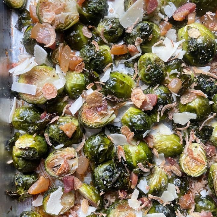 this is a photo of oven baked brussels sprouts