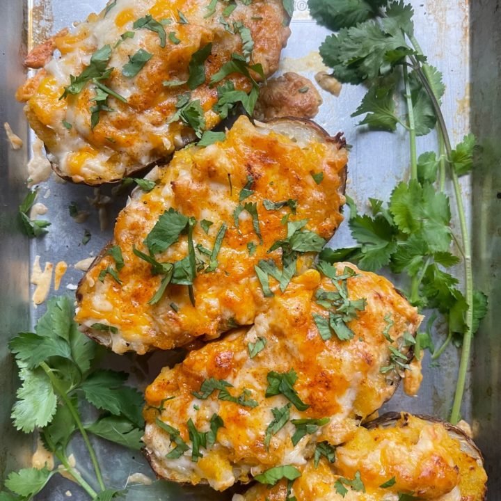 This is a photo of delicata squash twice baked potatoes