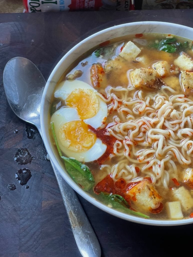 this is a photo of salt and pepper tofu ramen