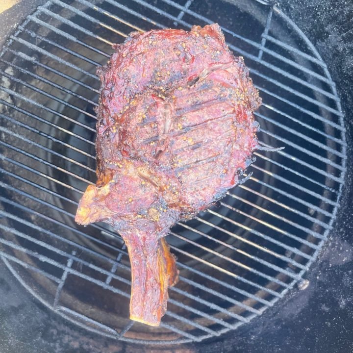 This is a beef rib roast on a grill.