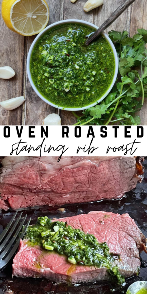 I'll give you a fool proof recipe for how to cook a standing rib roast. This rib roast recipe is perfect for special occasions. I also paired it with my chimichurri sauce instead of the traditional horseradish sauce that rib roast would usually be served with. #weightwatchers #ww