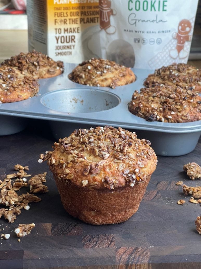 this is a photo of jumbo banana ginger muffins