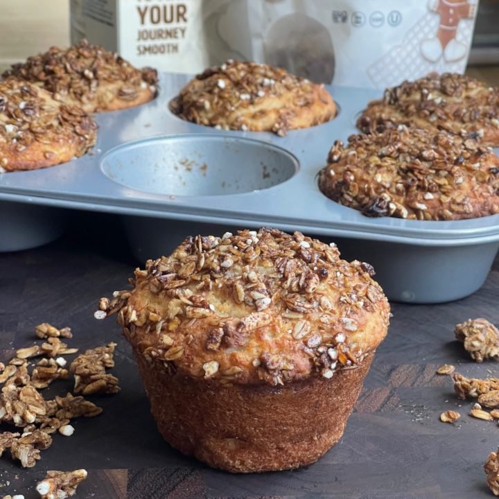 this is a photo of jumbo banana ginger muffins