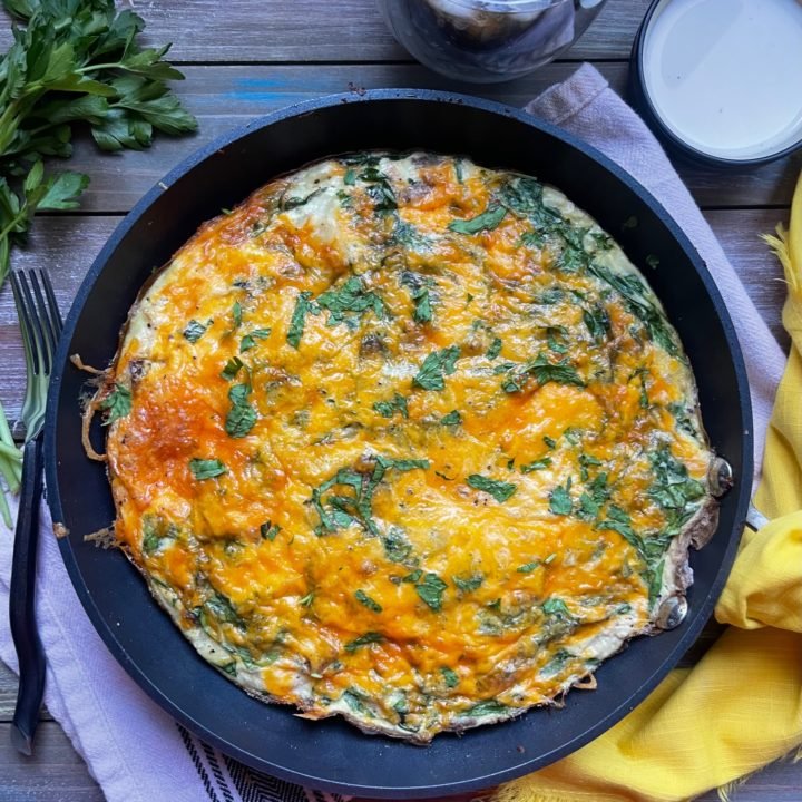 this is photo of a potato and sausage frittata