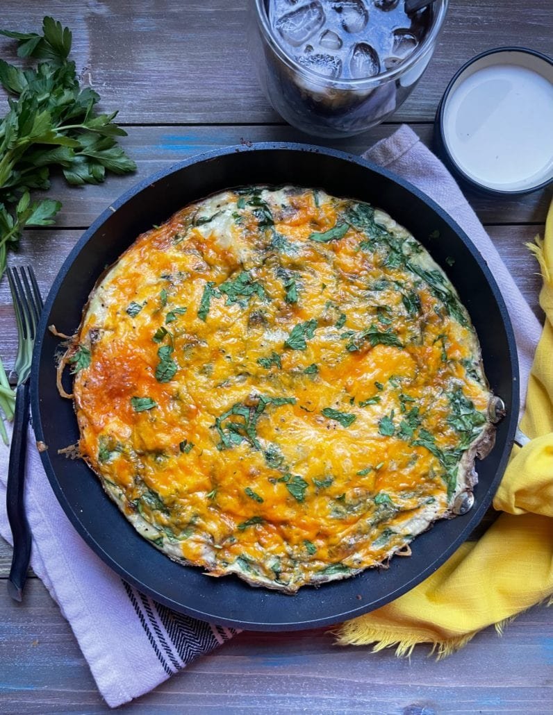 this is photo of a potato and sausage frittata