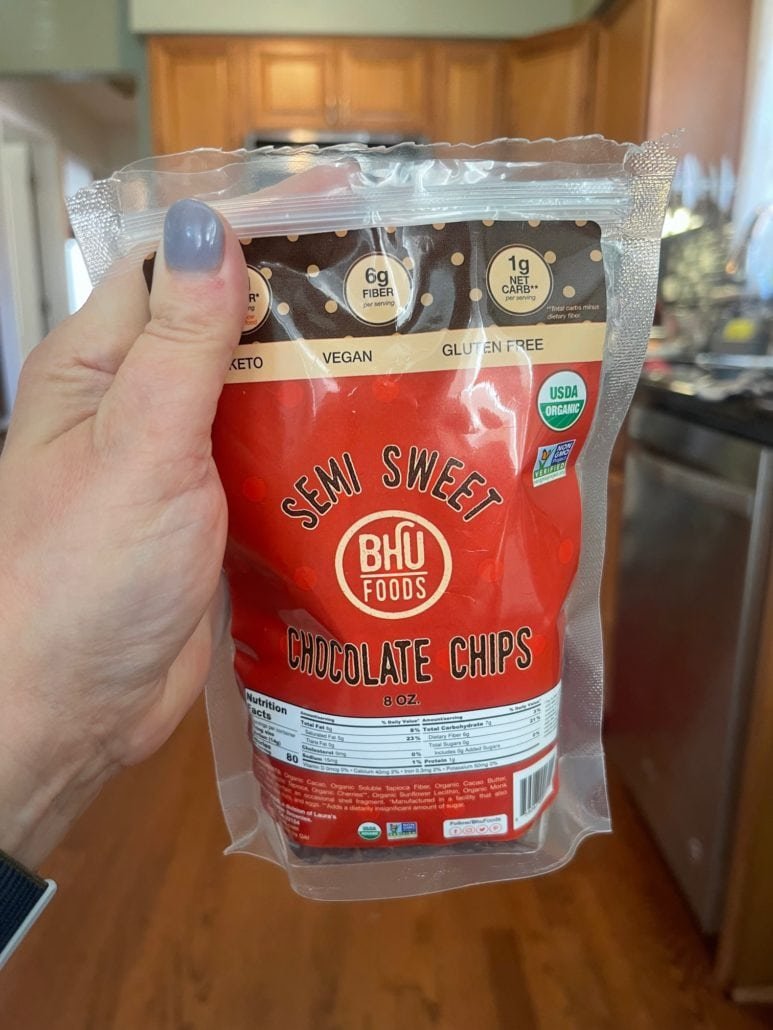 this is a bag of Bhu Foods semi-sweet chocolate chips