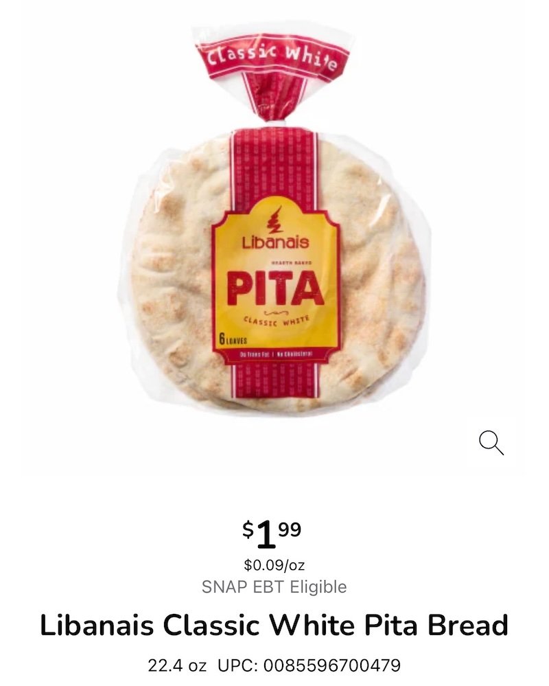 Classic white pita bread