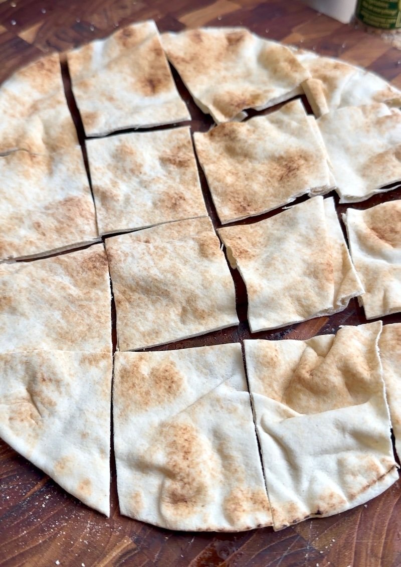 pita bread cut up to make pita chips