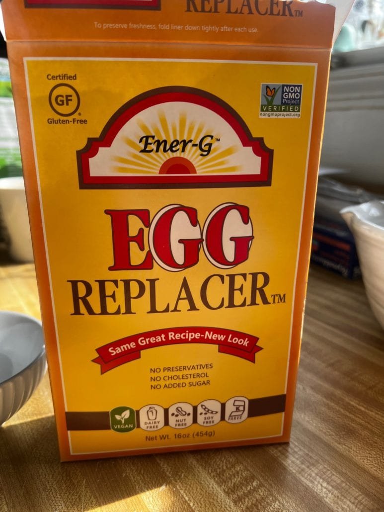 This is a box of egg replacer which is a vegan egg alternative in baking